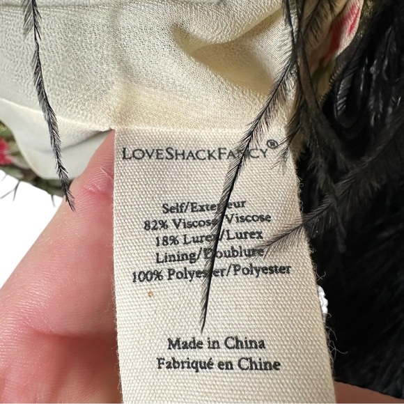 LOVE SHACK FANCY Dusty Metallic Floral Feathered Fringe Hem Crop Top - Picture 11 of 13